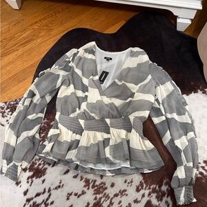 Express Black and White Striped Blouse